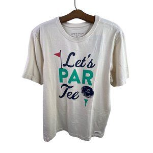 Life is Good Let's Partee Short Sleeve Crusher Tee Men's M Putty White NEW